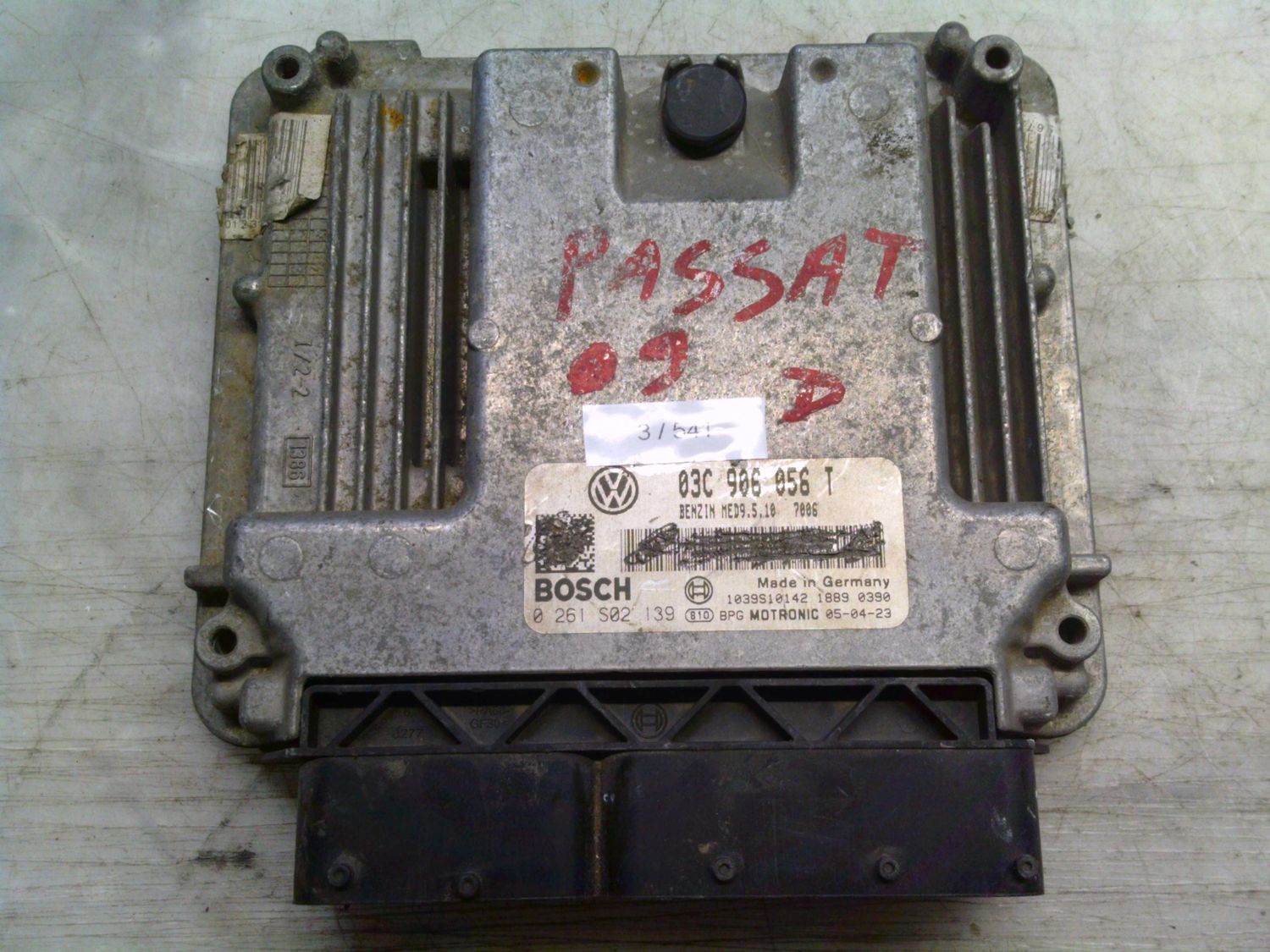 3-541 Centralina Motore Bosch 0 261 S02 139 0261S02139 03C 906 056 T 1039S10142 MED9.5.10  VOLKSWAGEN Benzina PASSAT