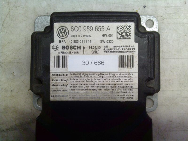 30-686 Centralina Airbag Bosch 0 285 011 744 0285011744 6C0 959 655 A    VOLKSWAGEN  Polo