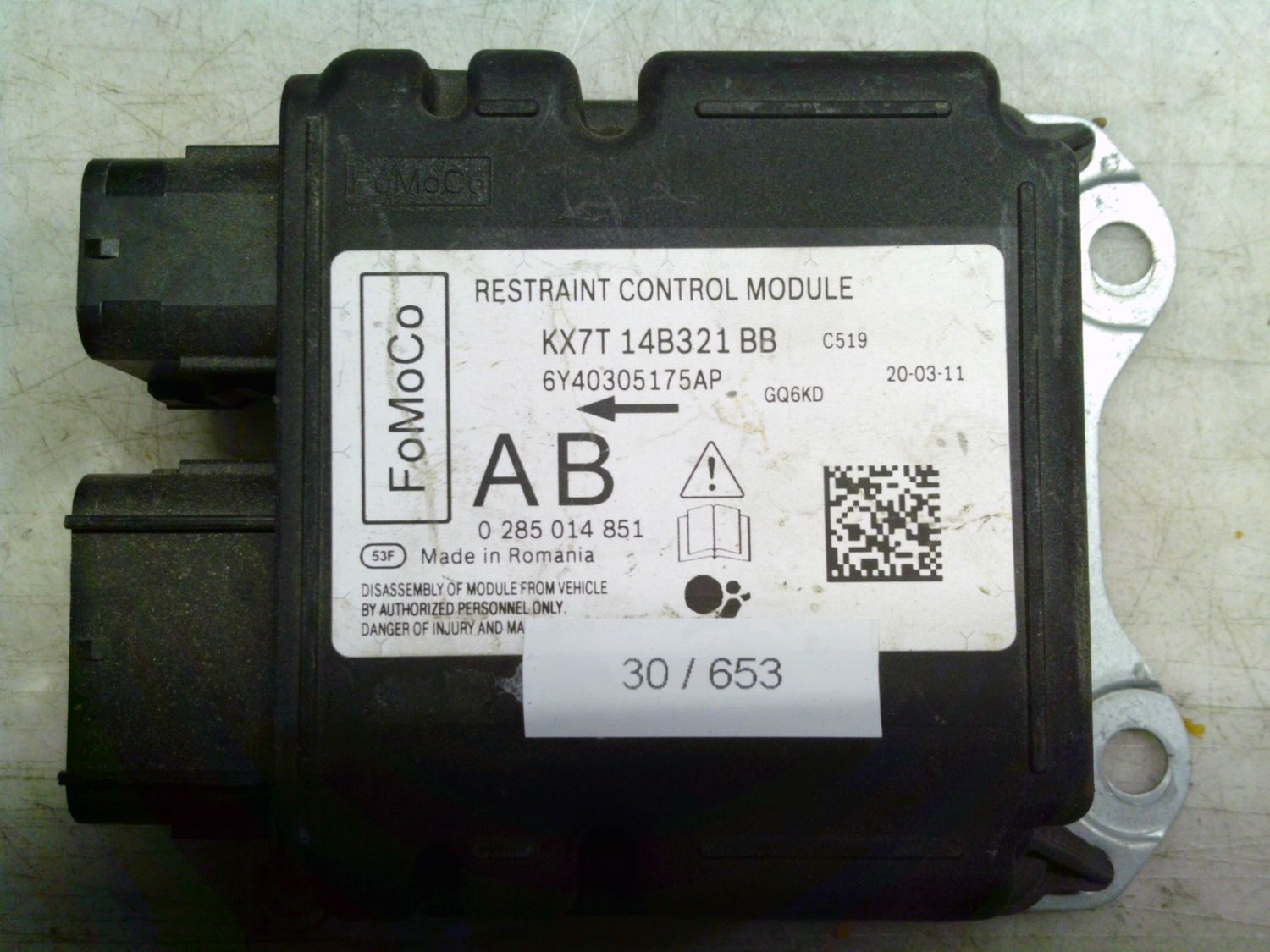 30-653 Centralina Airbag Bosch 0 285 014 851 0285014851 KX7T 14B321 BB    FORD  Focus