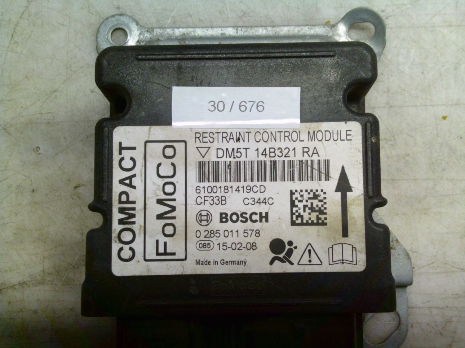 30-676 Centralina Airbag Bosch 0 285 011 578 0285011578 DM5T 14B321 RA    FORD  C-MAX