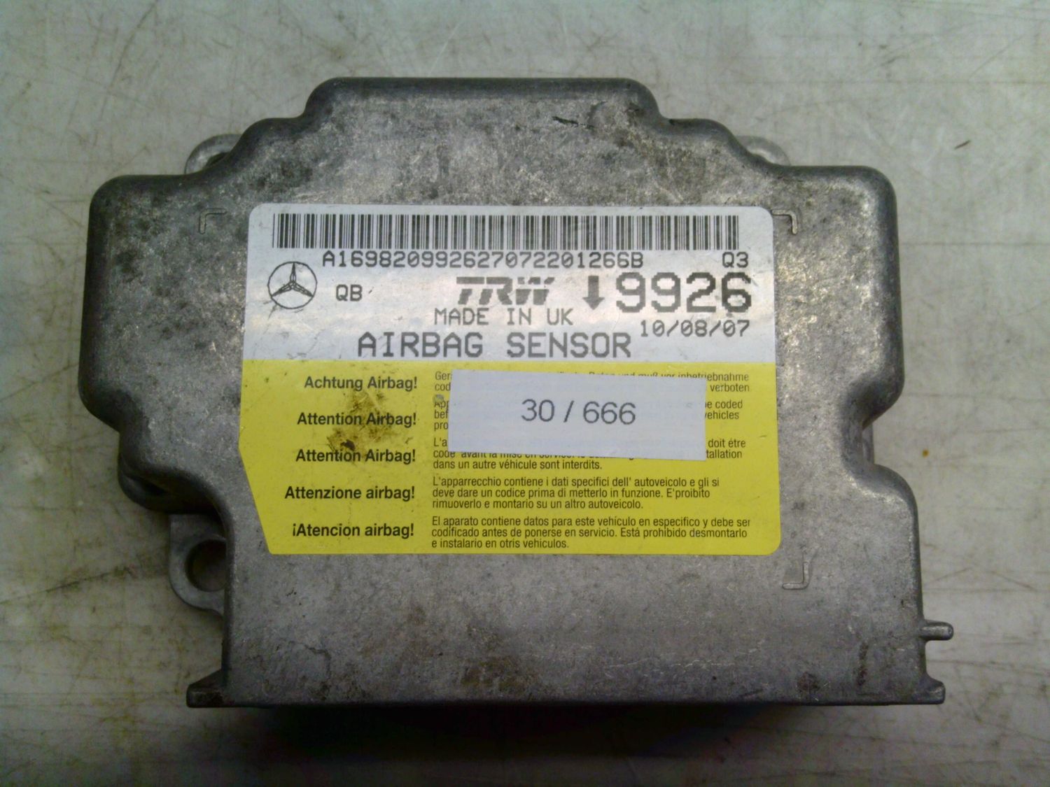 30-666 Centralina Airbag Trw A1698209926   Q3 9926    MERCEDES  Classe A