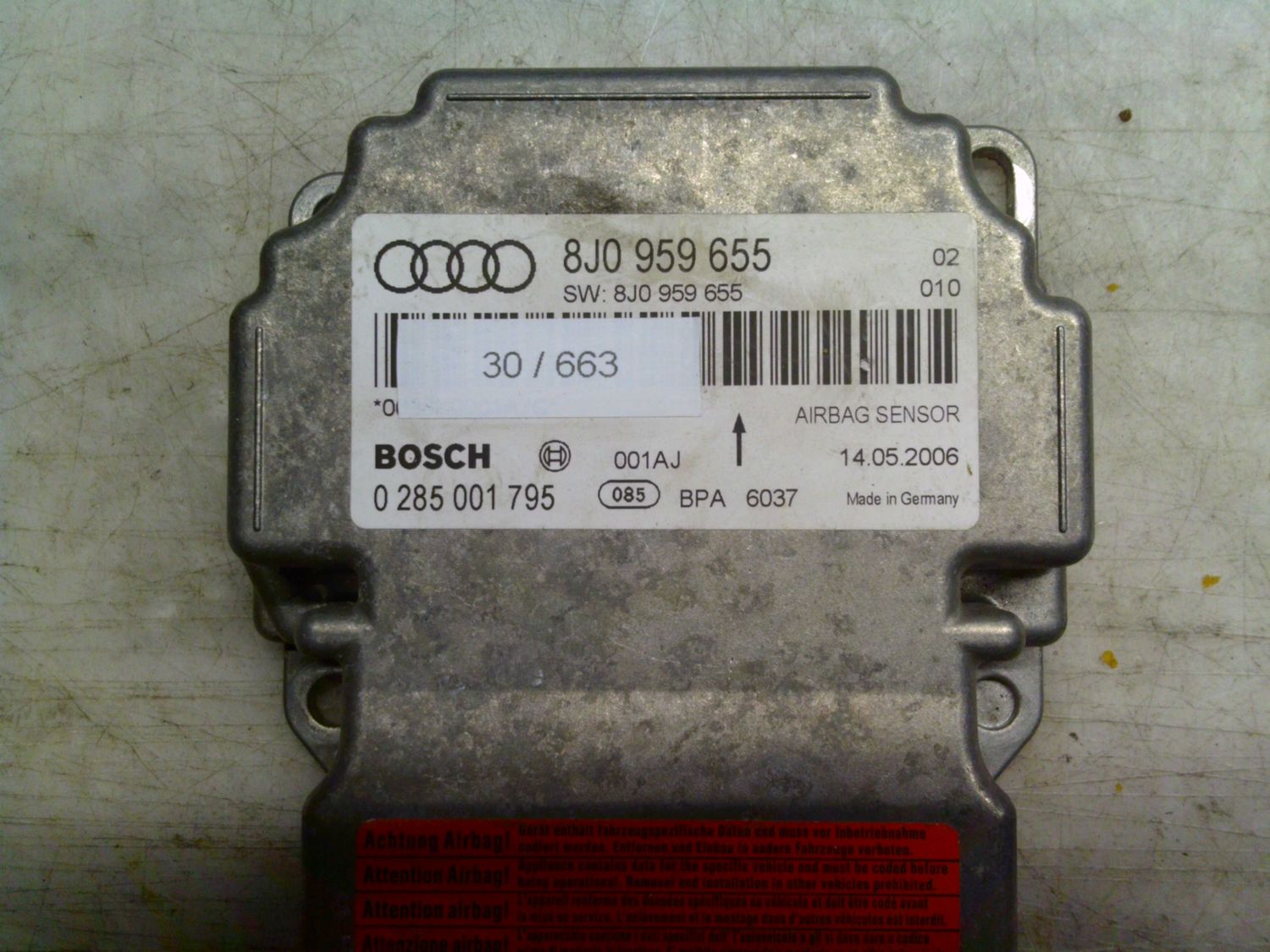 30-663 Centralina Airbag Bosch 0 285 001 795 0285001795 8J0 959 655    AUDI  TT