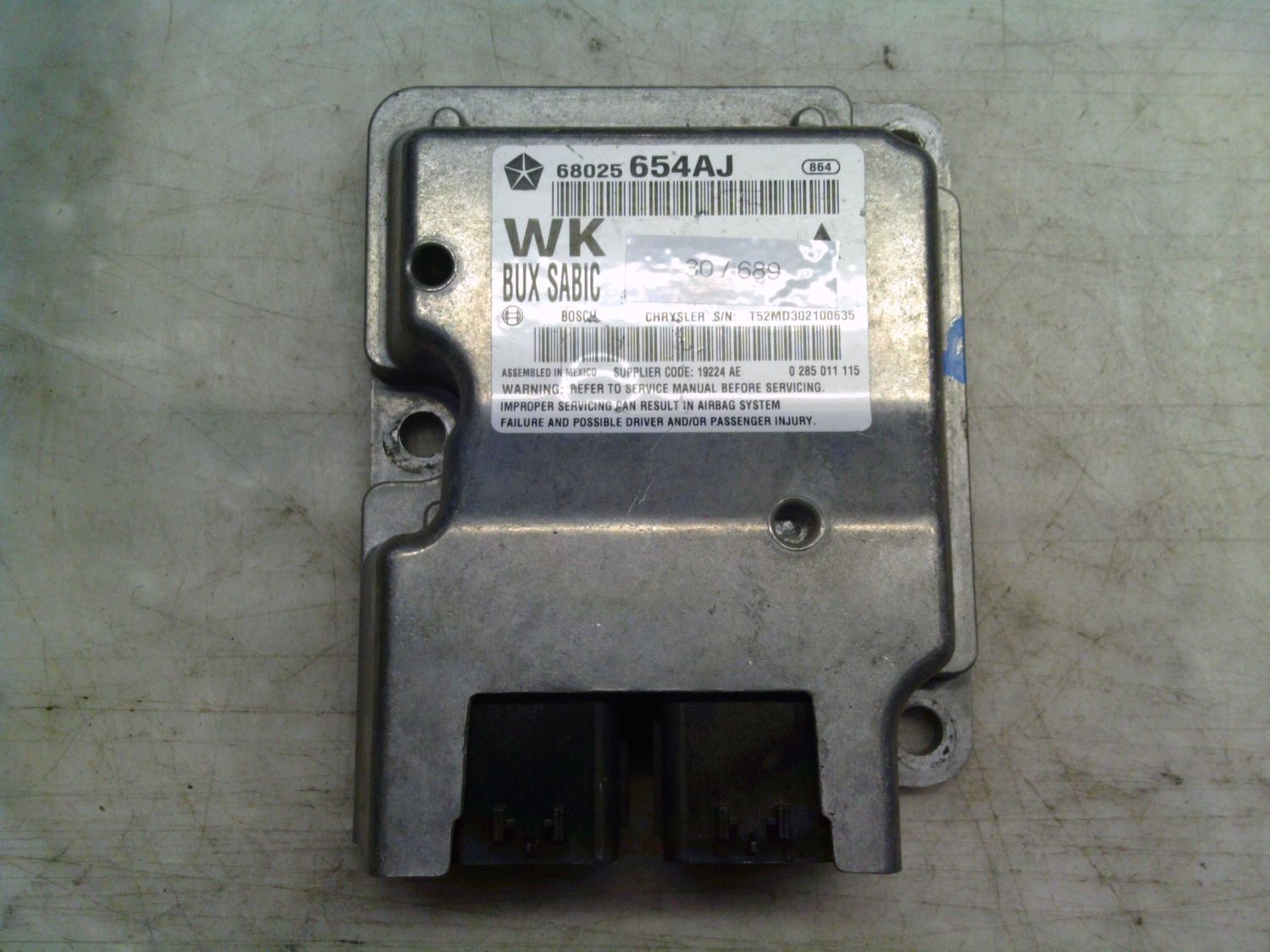 30-689 Centralina Airbag Bosch 0 285 011 115 0285011115 68025 654AJ WK BUX SABIC  JEEP  Grand Cherokee