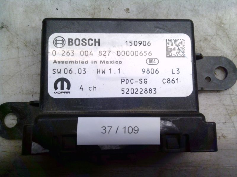 37-109 Centralina sensori parcheggio Bosch 0 263 004 827 0263004827 52022883 PDC-SG SW: 06.03 HW: 1.1 FIAT  500