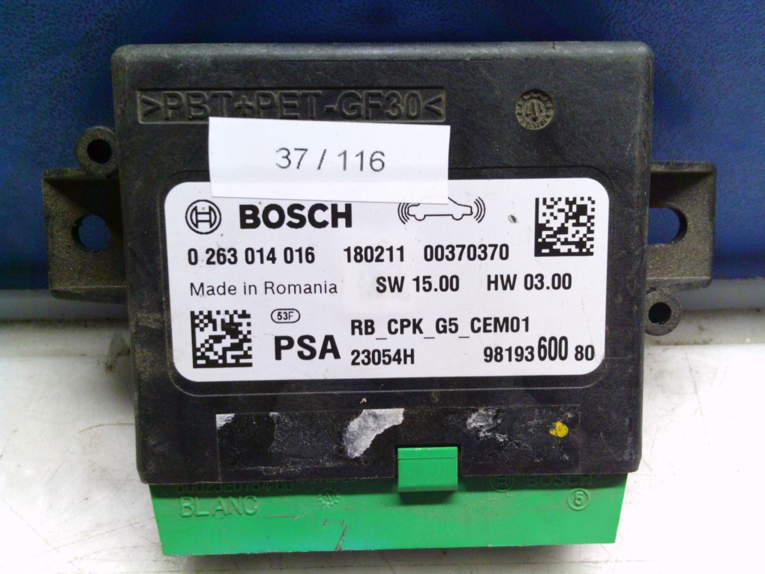 37-116 Centralina sensori parcheggio Bosch 0 263 014 016 0263014016 9819360080 RB_CPK_G5_CEM01   CITROEN  JUMPY