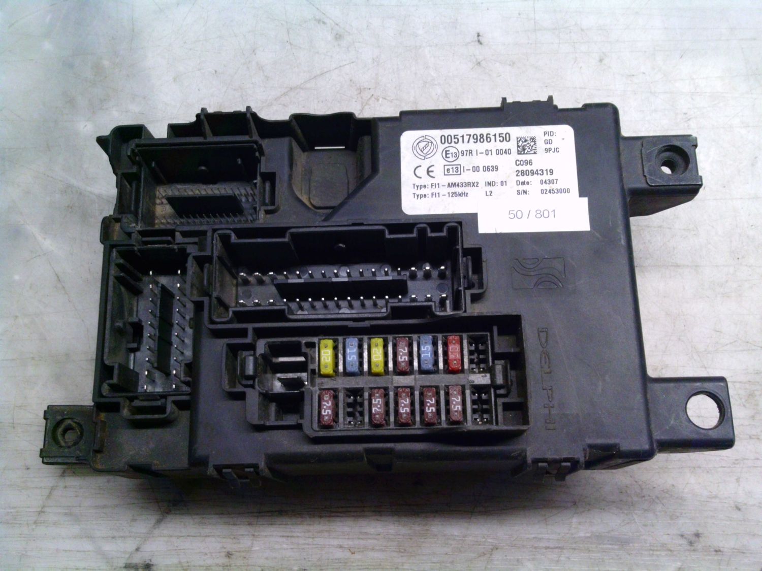 50-801 Body Computer Delphi 00517986150   28094319 FI1-AM433RX2   FIAT Diesel Punto
