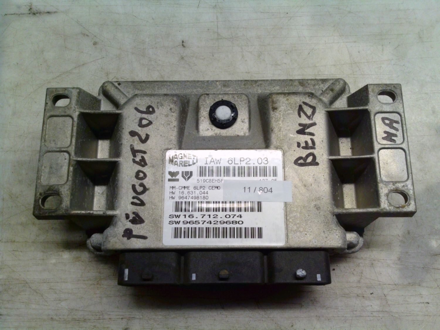 11-804 Centralina Motore Magneti Marelli IAW 6LP2.03 IAW6LP2.03 9657429680 MM-CMME 6LP2 CEMO 16.712.074  PEUGEOT Benzina 206