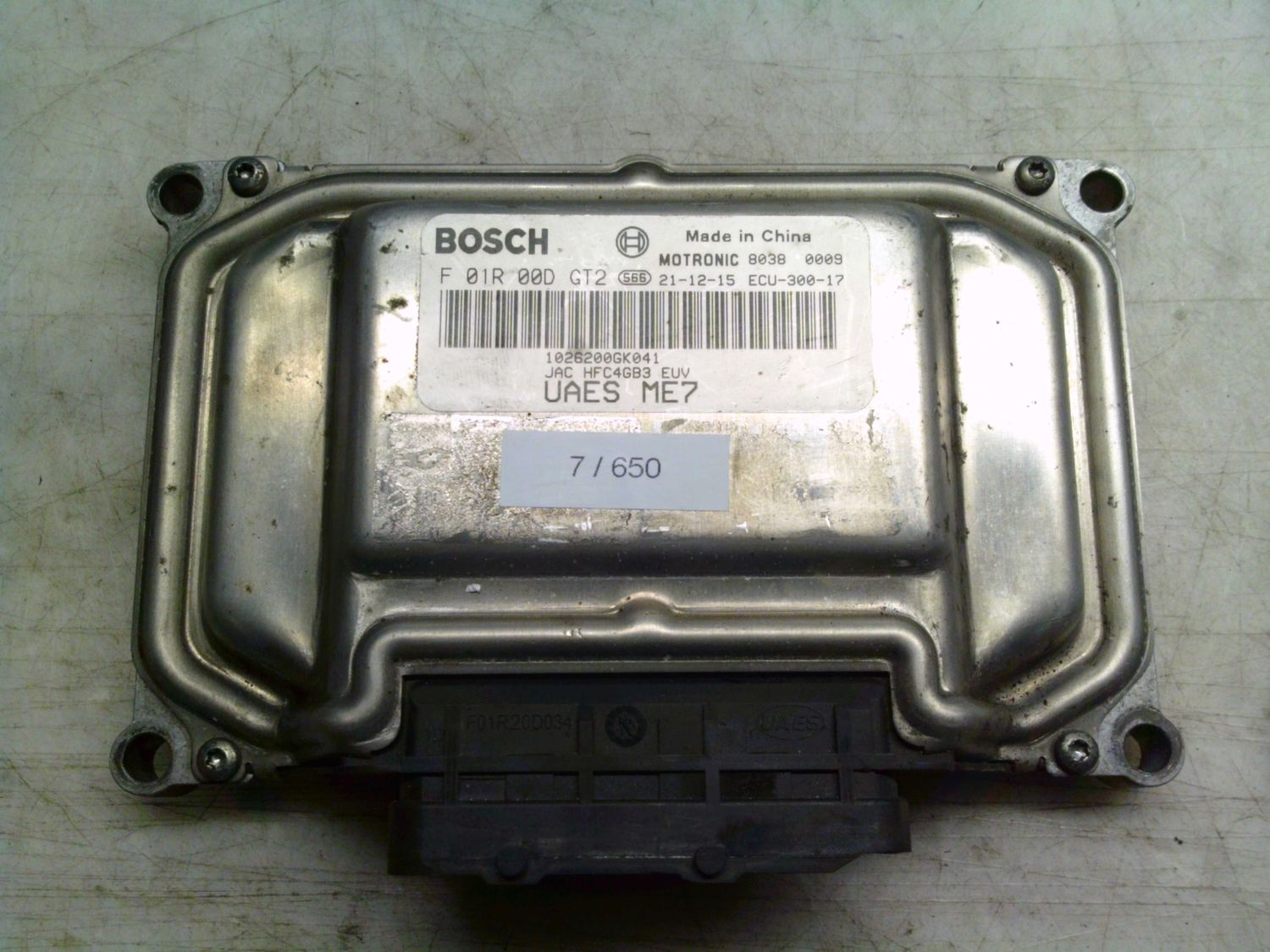 7-650 Centralina Motore Bosch F 01R 00D GT2 F01R00DGT2 JAC HFC4GB3 EUV UAES ME7   DR Benzina / GPL 4