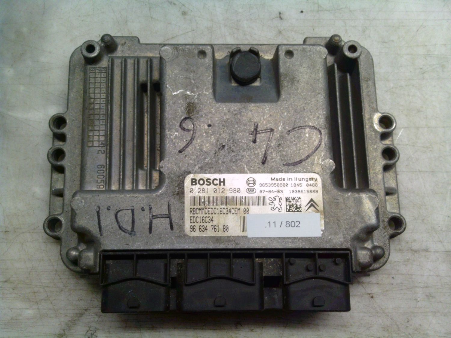 11-802 Centralina Motore Bosch 0 281 012 980 0281012980 96 634 761 80 1039S15668 EDC16C34  CITROEN Diesel C 4