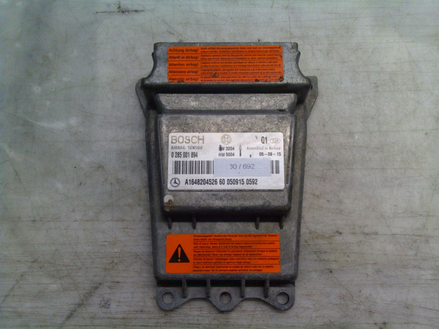 30-692 Centralina Airbag Bosch 0 285 001 894 0285001894 A1648204526    MERCEDES  CLASSE R