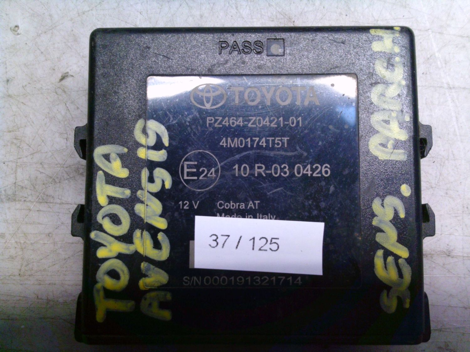 37-125 Centralina Sensori Parcheggio Toyota PZ464-Z0421-01 PZ464Z042101 4M0174T5T    TOYOTA  AVENSIS