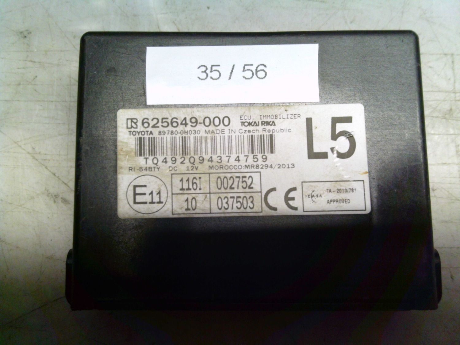 35-56 Centralina Immobilizer Toyota 625649-000 625649000 L5    TOYOTA  AYGO