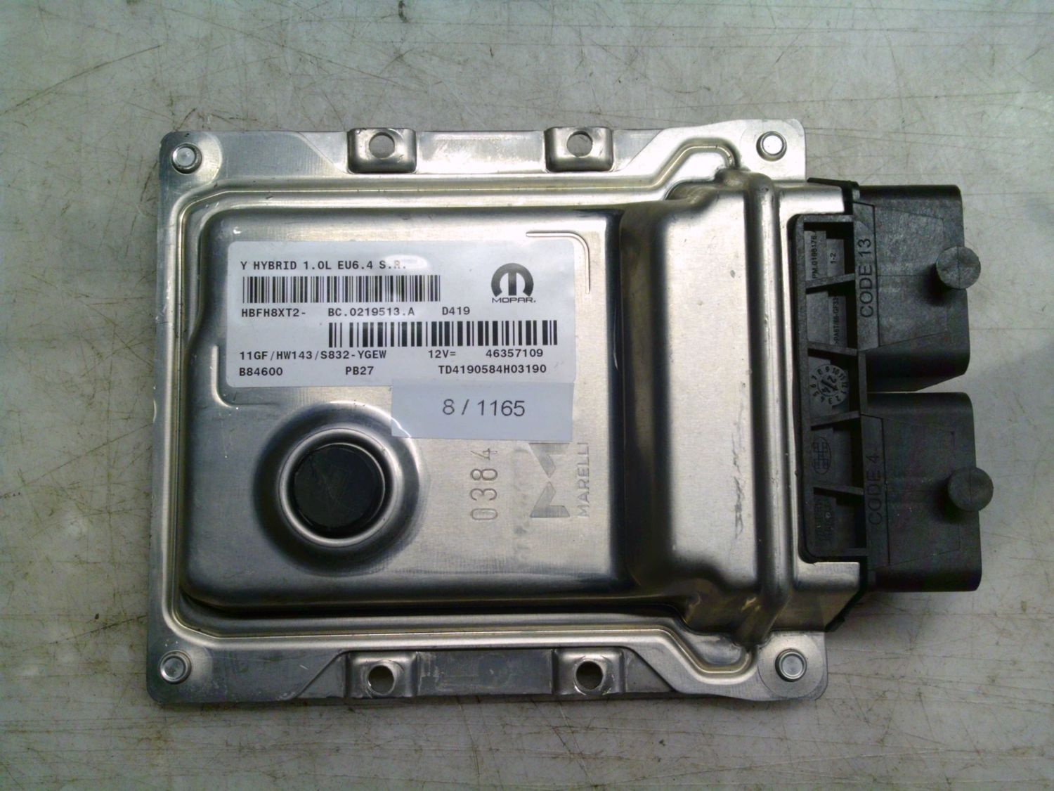 8-1165 Centralina Motore Mopar 46357109   BC.0219513.A 11GF HW143/S832-YGEW Y  HYBRID 1.0L EU6.4 S.R. LANCIA Elettrica / Benzina YPSILON