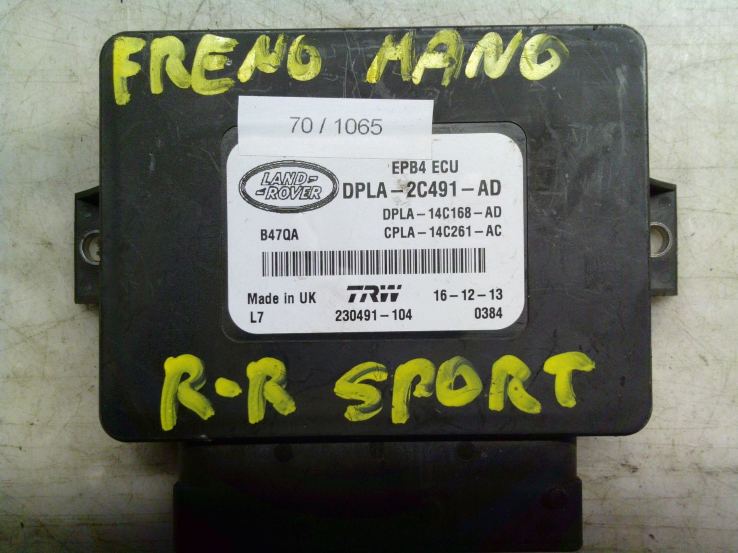70-1065 Modulo Controllo Freno a Mano Trw DPLA-2C491-AD DPLA2C491AD DPLA-14C168-AD CPLA-14C261-AC   LAND ROVER  RANGE ROVER SPORT