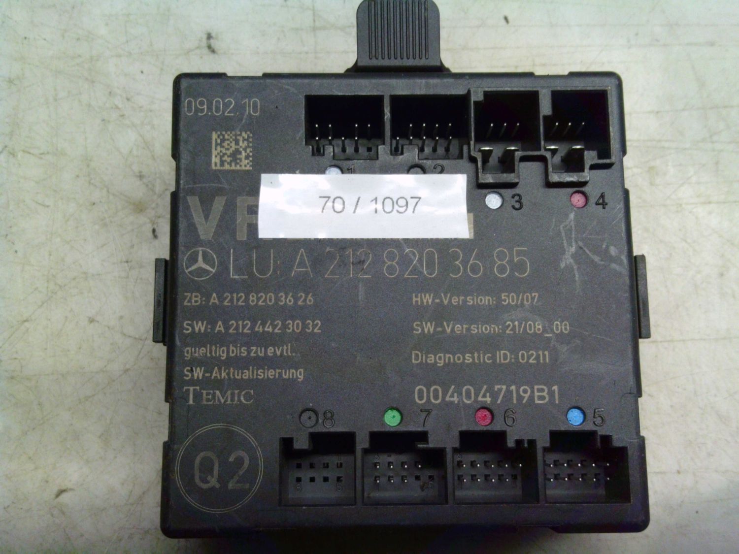 70-1097 Centralina Porte Temic A 212 820 36 85 A2128203685 00404719B1    MERCEDES  CLASSE C