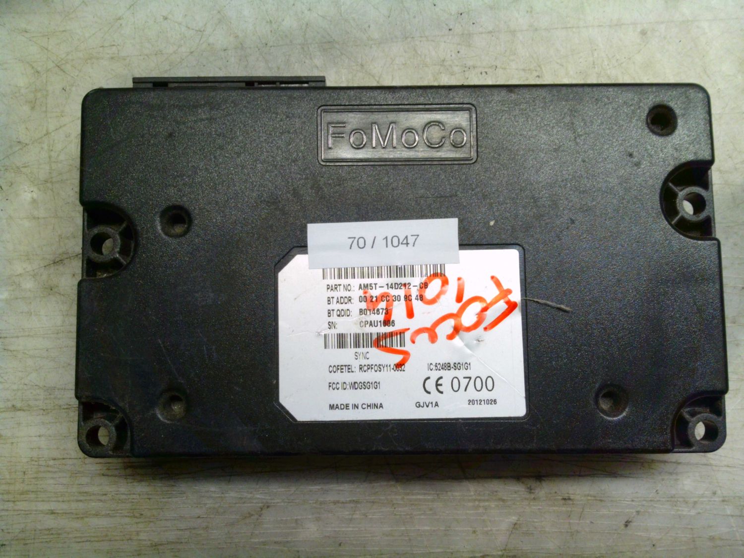 70-1047 Centralina Bluetooth Fomoco AM5T-14D212-CB AM5T14D212CB 5248B-SG1G1    FORD  FOCUS