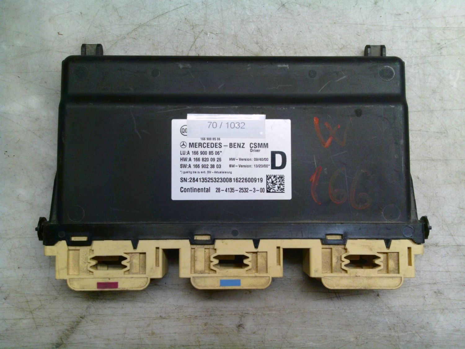 70-1032 Modulo di Controllo Continental A 166 900 85 06 A1669008506 A 166 820 09 25 A 166 902 38 03   MERCEDES  ML