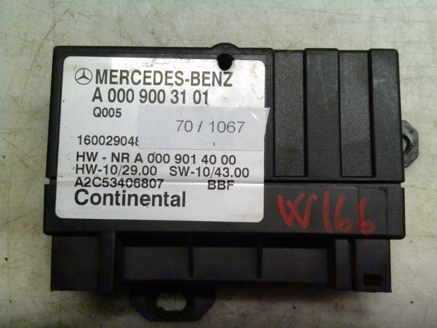 70-1067 Modulo Di Controllo Continental A 000 900 31 01 A0009003101 A2C53406807 Q005 HW-10/29.00 SW-10/43.00 MERCEDES Diesel Varie