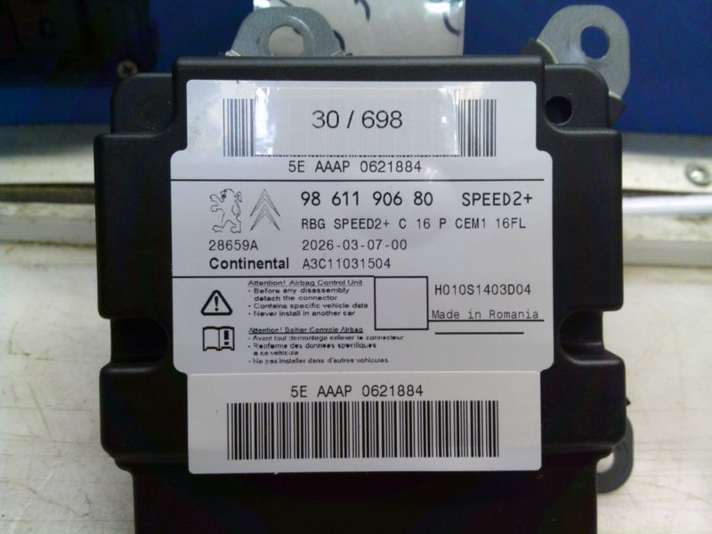 30-698 Centralina Airbag Continental 98 611 906 80 9861190680 A3C11031504 NUOVA  DA CODIFICARE  NO GARANZIA  CITROEN  BERLINGO'