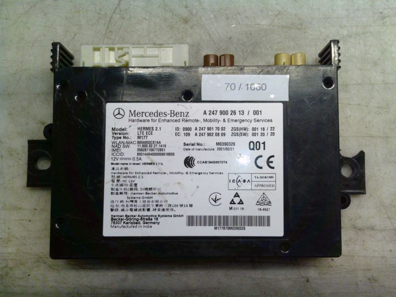 70-1060 Centralina Controllo Telematico Becker A 247 900 26 13 / 001 A2479002613001 HERMES 2.1    MERCEDES  Varie