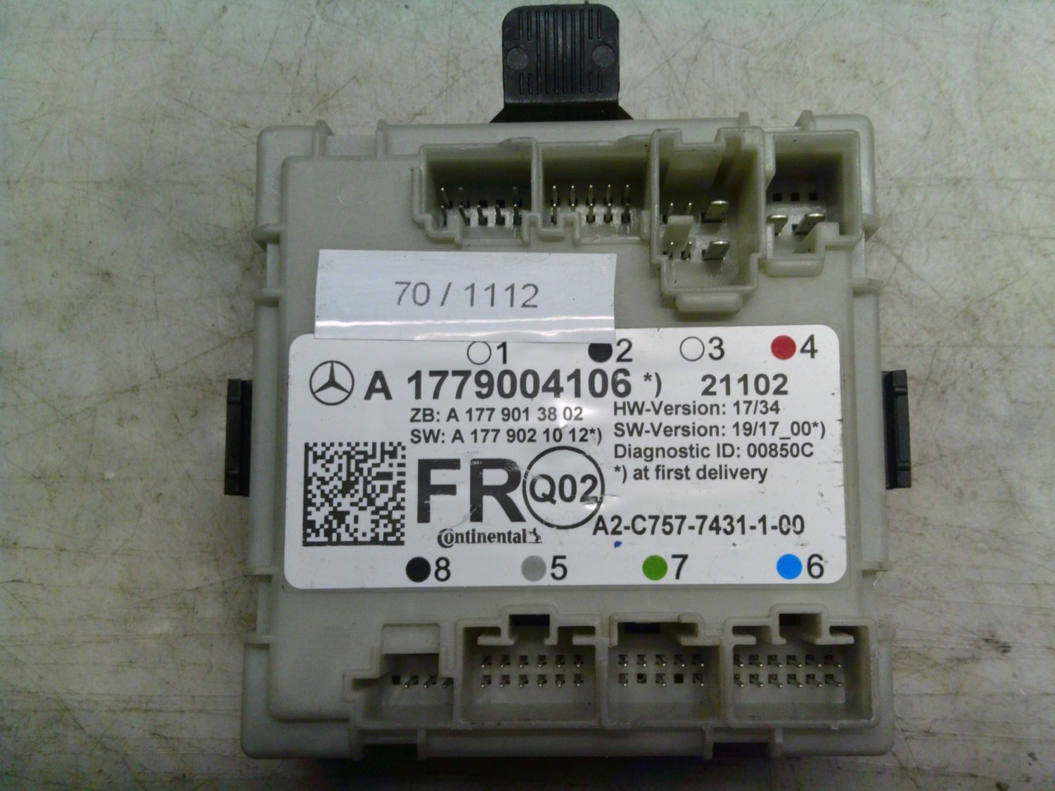 70-1112 Centralina Porte Continental A1779004106   A2-C757-7431-1-00 FR Q02  MERCEDES  CLASSE A