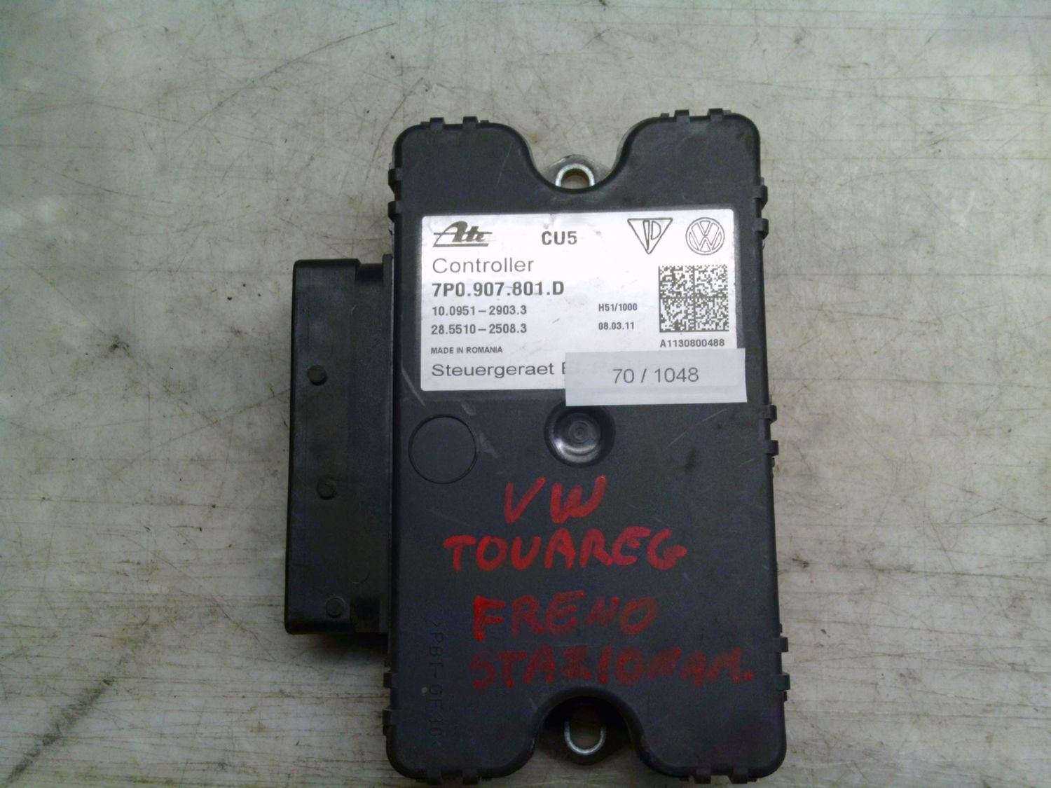 70-1048 Modulo Controllo Freno a Mano Ate Controller 7P0 907 801 D 7P0907801D 10.0951.2903.3 28.5510-2508.3   VOLKSWAGEN  TOUAREG
