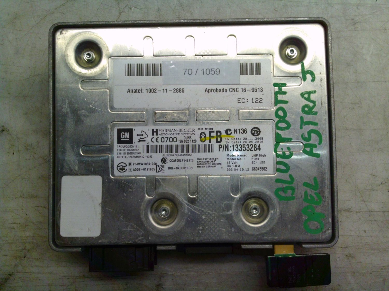 70-1059 Centralina Bluetooth Harman 13353284   1002-11-2886    OPEL  Varie