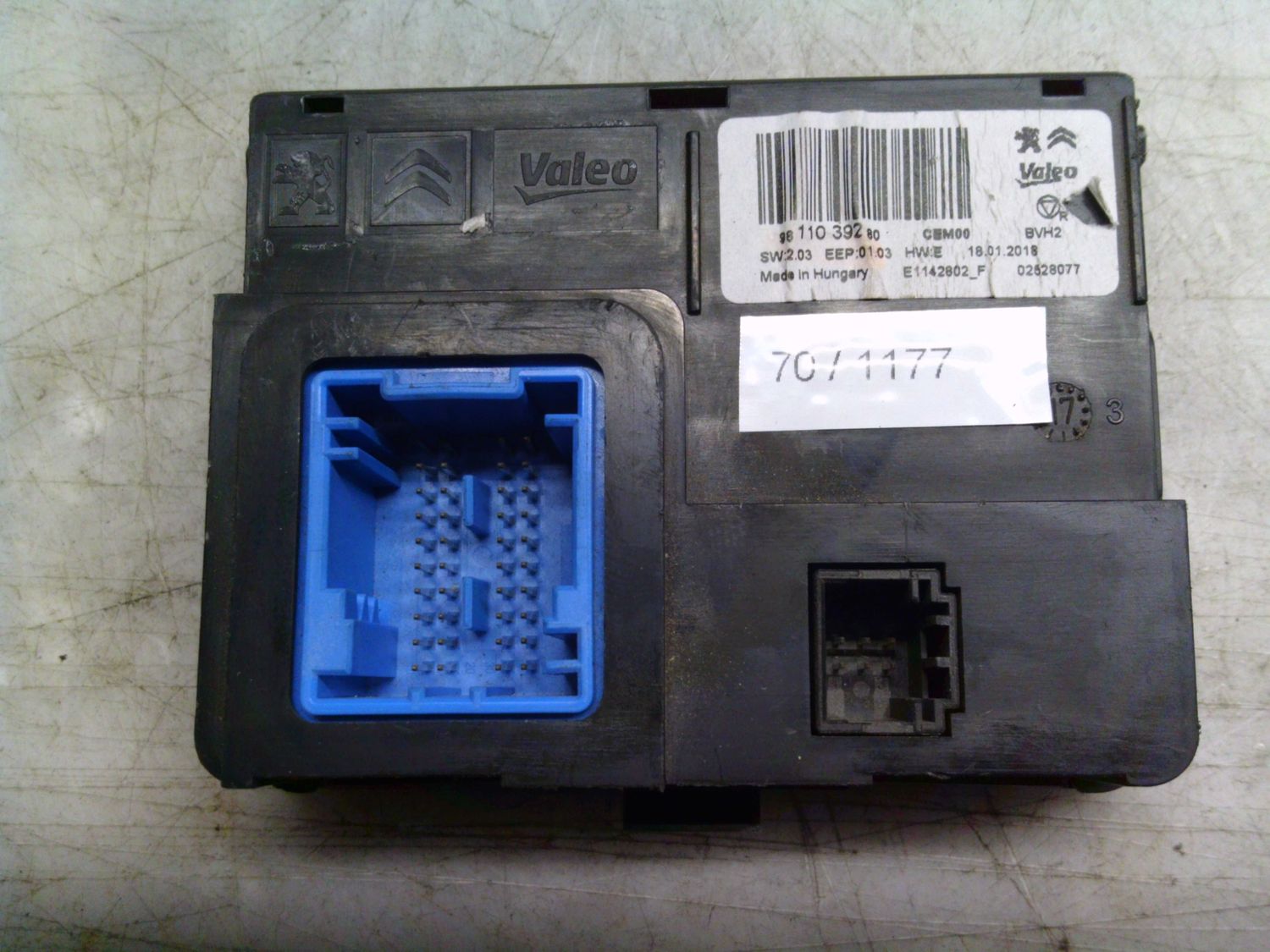 70-1177 Centralina Clima Valeo 98 110 392 80 9811039280 CEM00  BVH2 SW 02.03 HW E  CITROEN / PEUGEOT  Varie