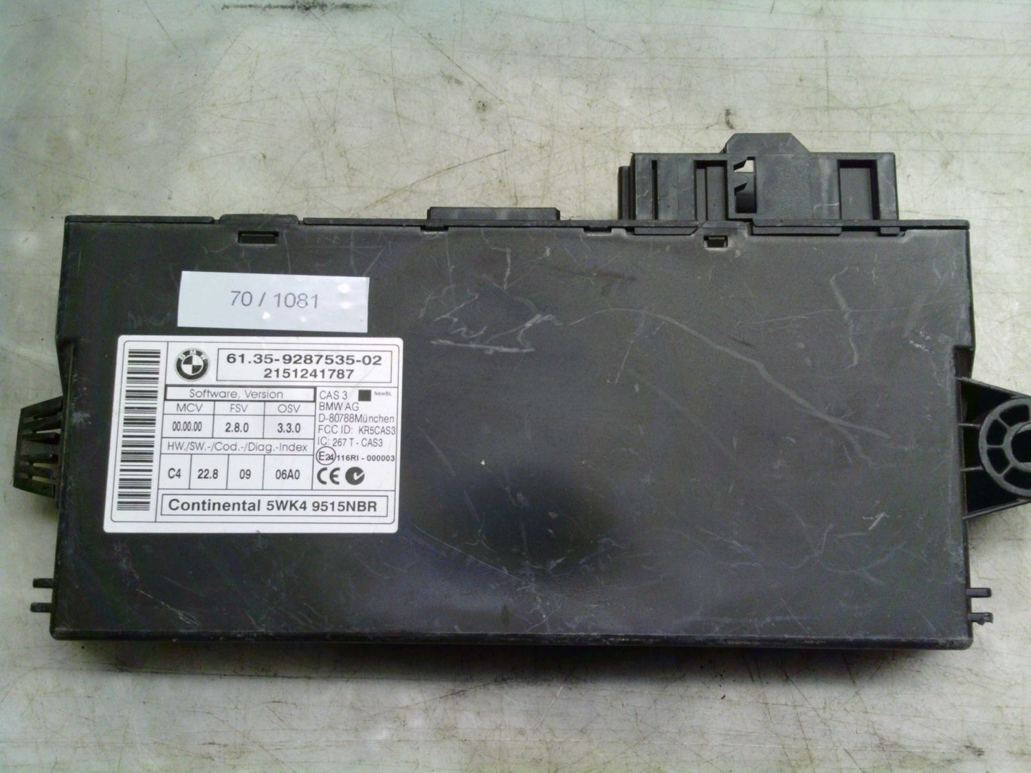 70-1081 Centralina Modulo Confort Continental 5WK4 9515NBR 5WK49515NBR 61.35-9287535-01 2151241787   MINI Diesel Cooper