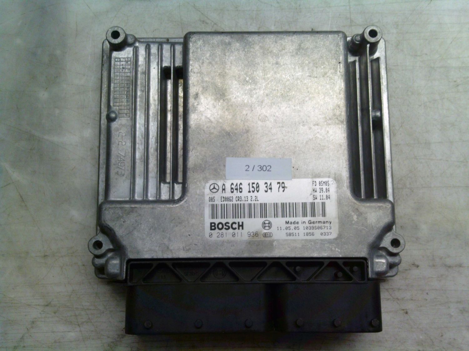 2-302 Centralina Motore Bosch 0 281 011 936 0281011936 A 646 150 34 79 1039S06713 CR3.13 HW 39.04   SW 11.04 MERCEDES Diesel Classe C