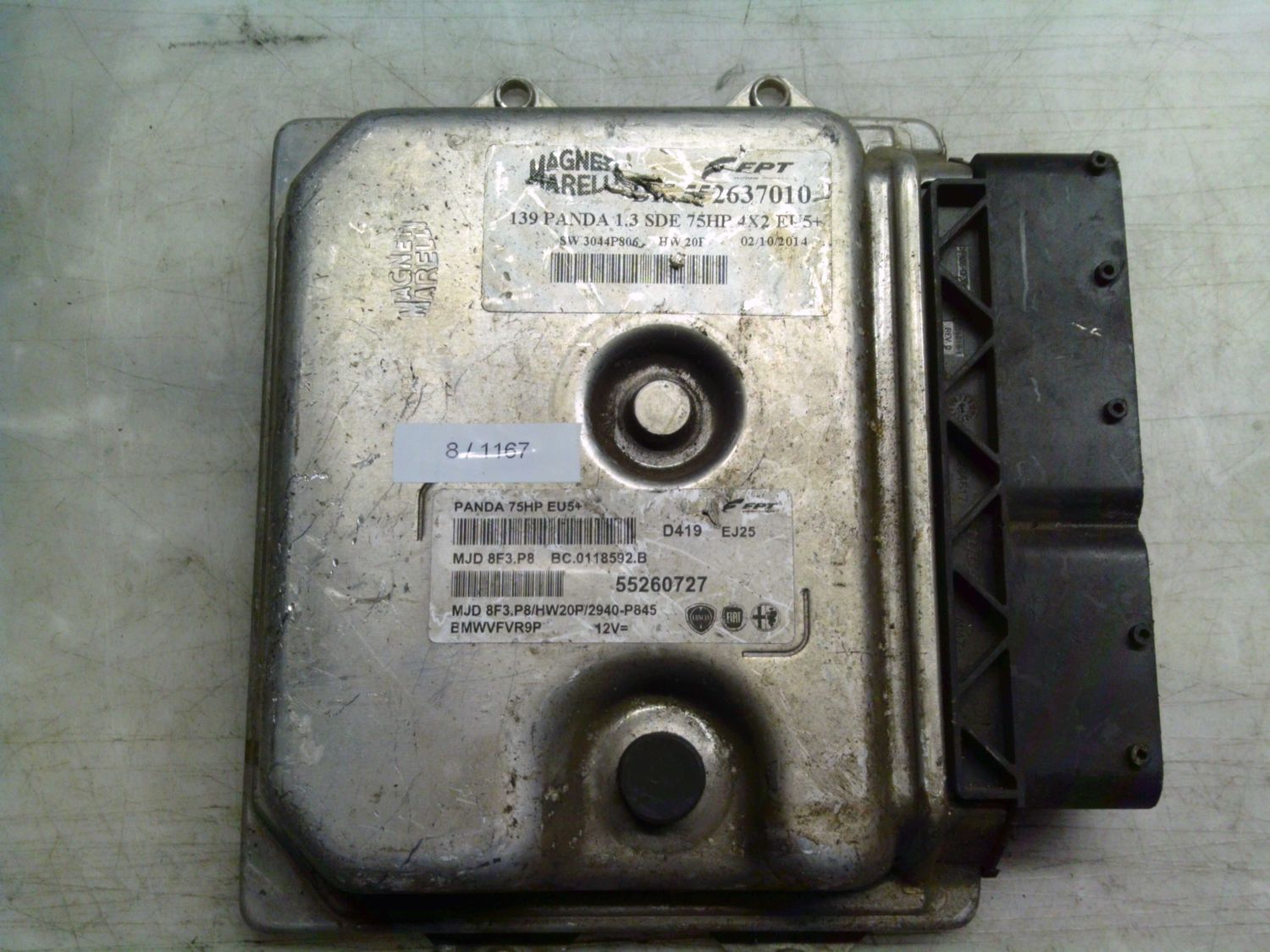 8-1167 Centralina Motore Magneti Marelli 55260727   MJD 8F3.P8 BC.0118592.B PANDA 75HP EU5+ HW20P/2940-P845 Fiat Diesel Panda