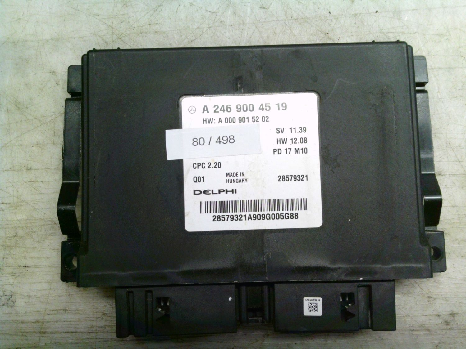 80-498 Modulo Controllo Della Trasmissione Bosch A 246 900 45 19 A2469004519 A 000 901 52 02 28579321 CPC 2.20 HW: 12.08   SW: 11.39 Mercedes  Classe A