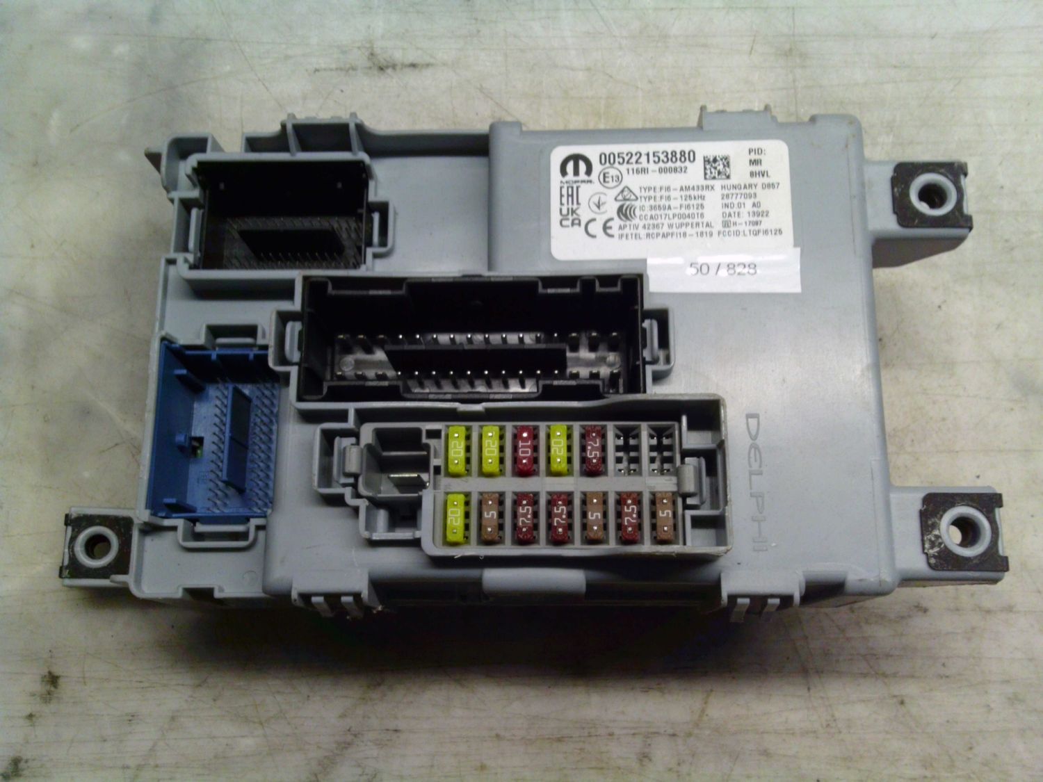 50-828 Body Computer Mopar 00522153880   28777093 01 A0  Fiat Elettrica / Benzina Panda
