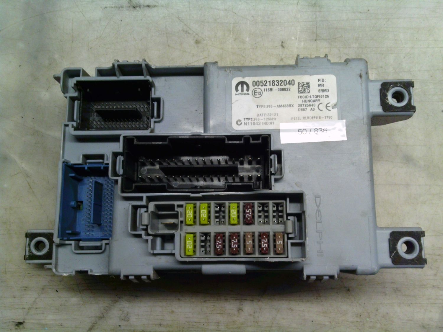 50-836 Body Computer Mopar 00521832040   28725640 01 MR  Fiat  Panda