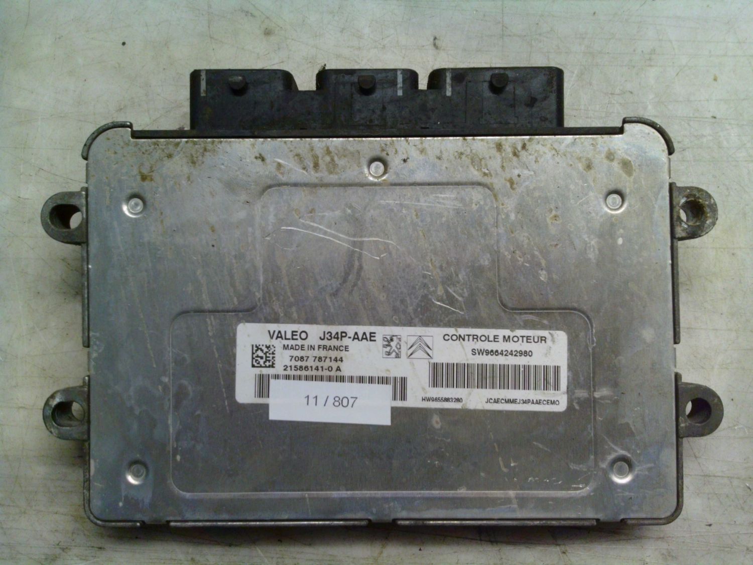 11-807 Centralina Motore Valeo 21586141-0 A 215861410A 9664242980 9655883280 J34P-AAE  Citroen Benzina Berlingo'