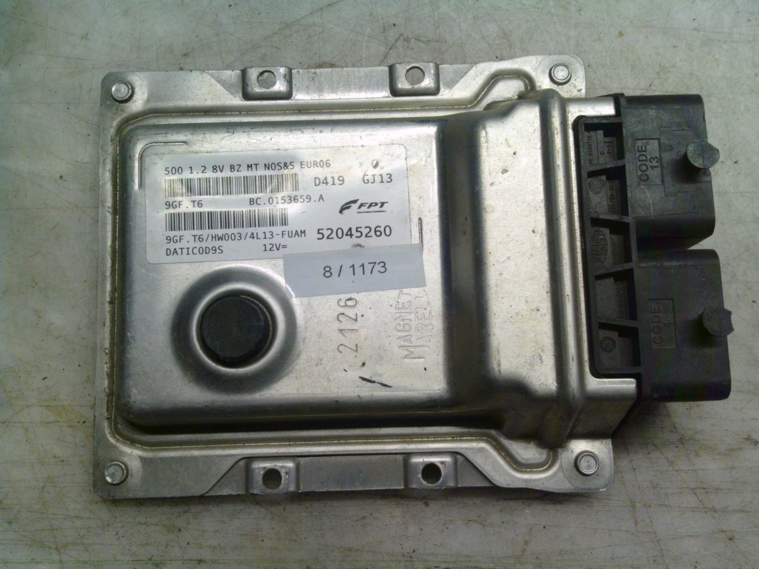 8-1173 Centralina Motore Magneti Marelli 52045260 9GF.T6 BC.0153659.A 500 1.2 8V BZ MT NOS$S EURO6 Fiat Benzina 500 8-1173 Centralina Motore Magneti Marelli 52045260 9GF.T6 BC.0153659.A 500 1.2 8V BZ MT NOS$S EURO6 Fiat Benzina 500