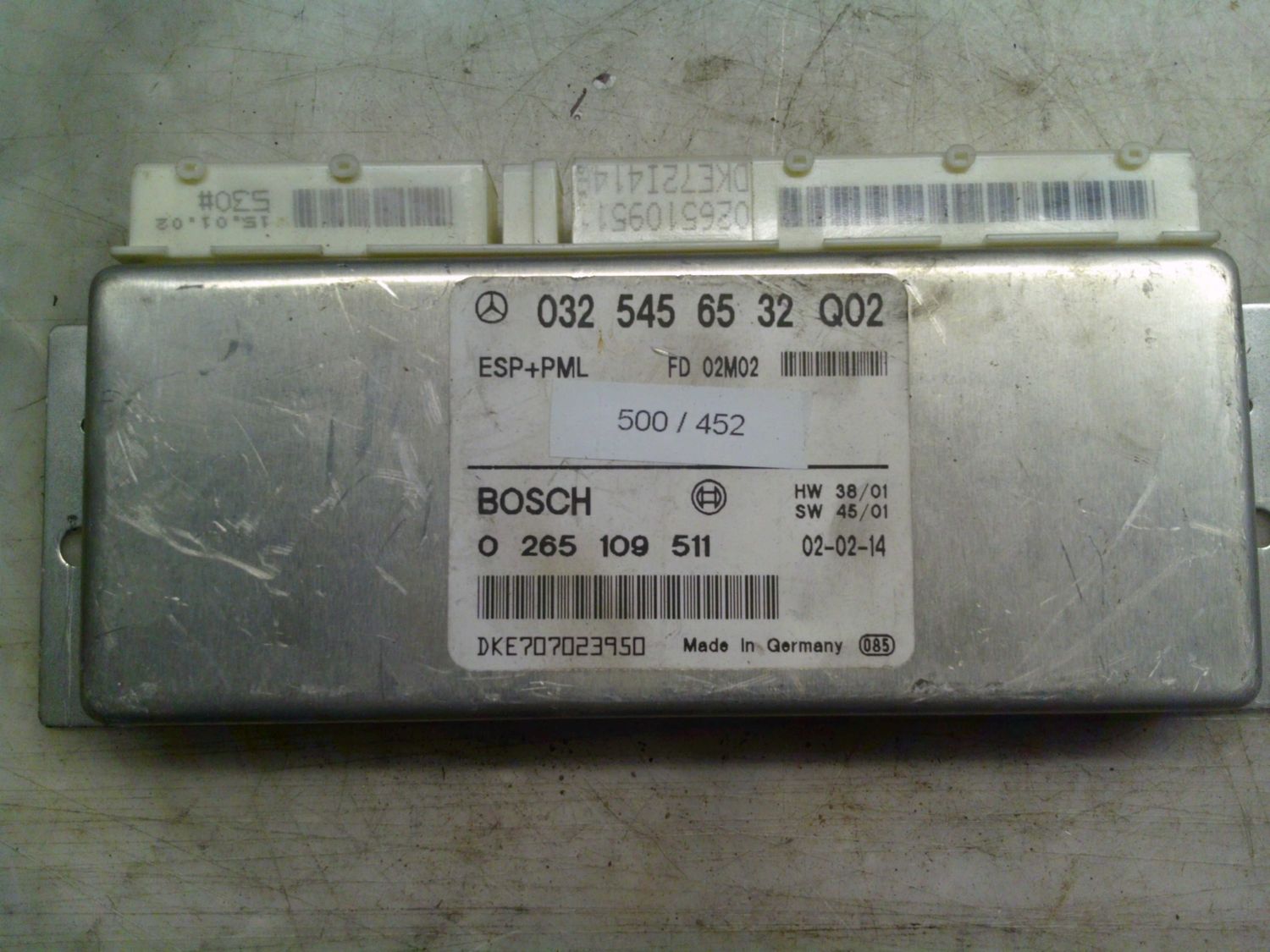 500-452 Centralina Abs Esp Hba Bosch 0 265 109 511 0265109511 032 545 65 32 Q02 HW 38/01 SW 45/01 Mercedes Varie 500-452 Centralina Abs Esp Hba Bosch 0 265 109 511 0265109511 032 545 65 32 Q02 HW 38/01 SW 45/01 Mercedes Varie