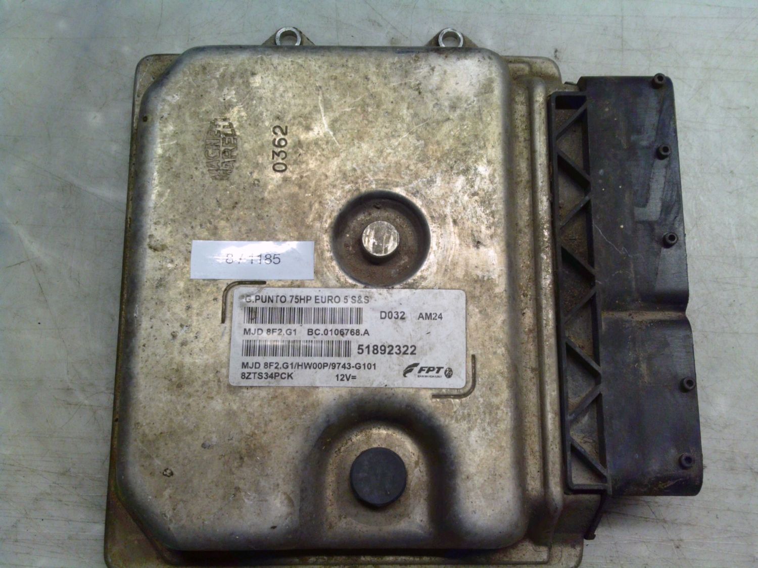 8-1185 Centralina Motore Magneti Marelli 51892322   MJD 8F2.G1 BC.106768.A G.PUNTO 75HP EURO 5 S&S HW00P/9743-G101 Fiat Diesel Punto