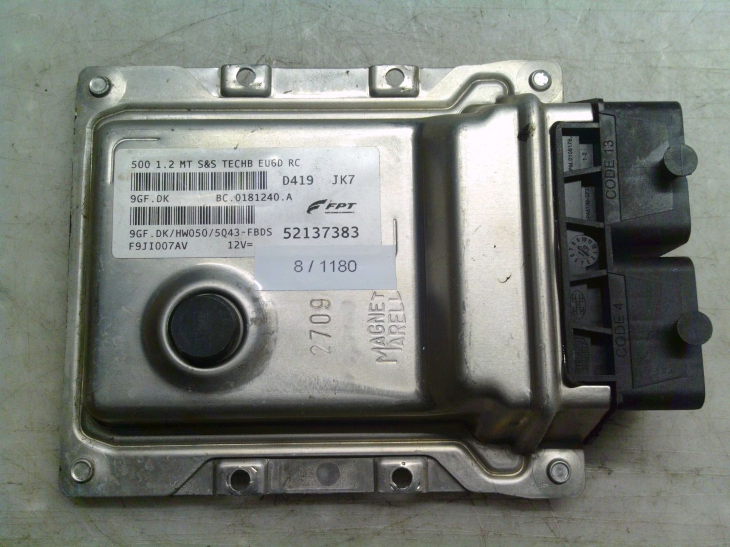 8-1180 Centralina Motore Magneti Marelli 52137383 9GF.DK BC.0181240.A 500 1.2 MT S&S TECHB EU6D RC HW000/6Q41-YGDQ Fiat Benzina 500 8-1180 Centralina Motore Magneti Marelli 52137383 9GF.DK BC.0181240.A 500 1.2 MT S&S TECHB EU6D RC HW000/6Q41-YGDQ Fiat Benzina 500