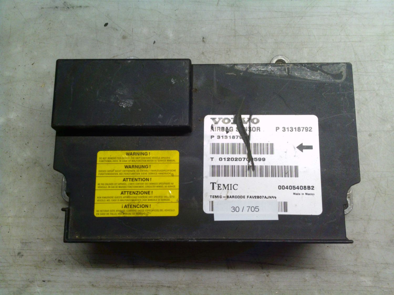 30-705 Centralina Airbag Temic P 31318792 P31318792 00405408B2 Volvo Xc 60 30-705 Centralina Airbag Temic P 31318792 P31318792 00405408B2 Volvo Xc 60