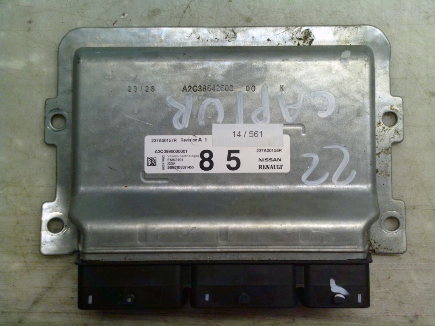 14-561 Centralina Motore Vitesco Techologies 237A00157R   237A00158R A3C0996080001 EMS 3191 85 Renault Elettrica / Benzina Captur