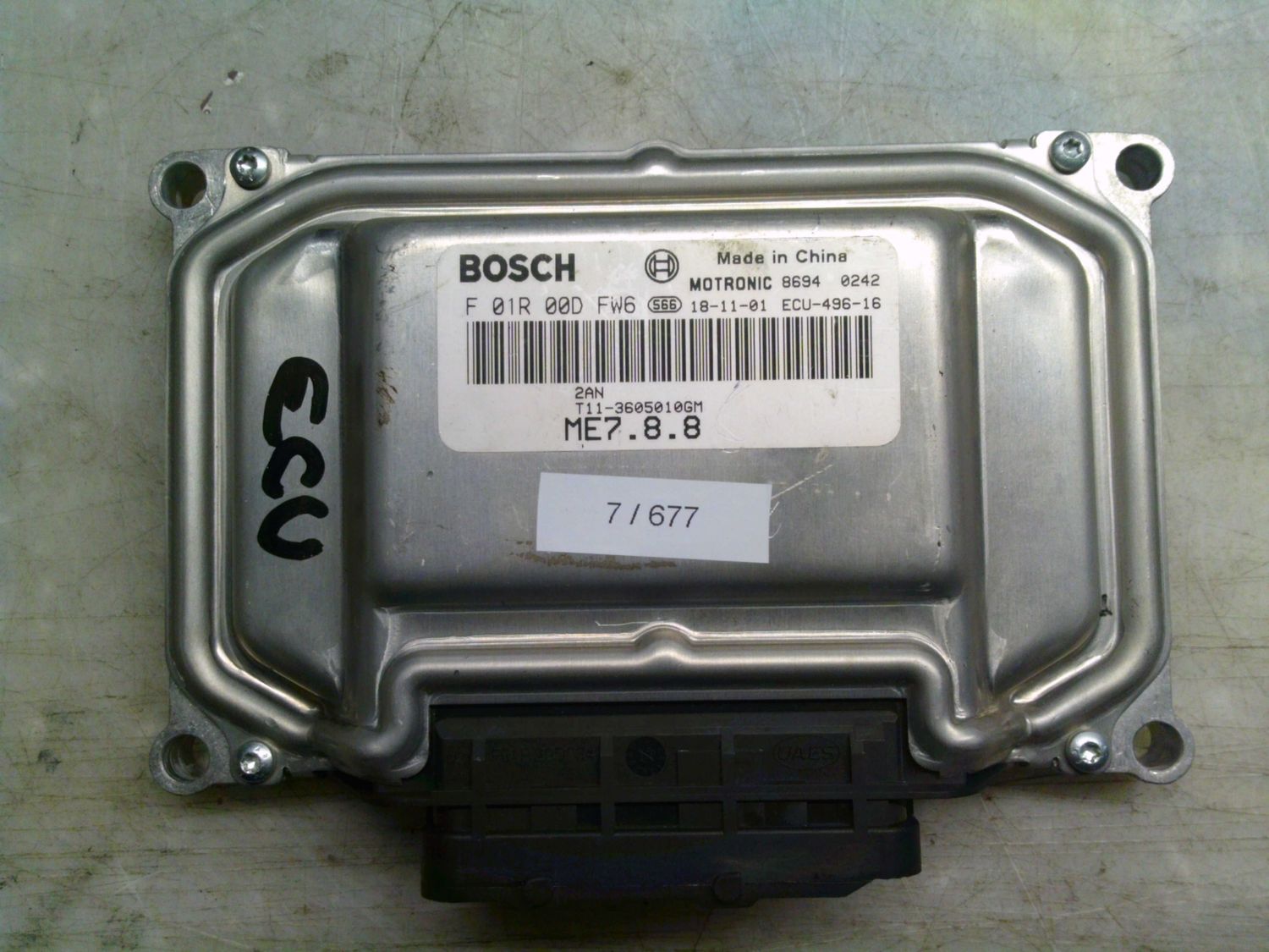 7-677 Centralina Motore Bosch F 01R 00D FW6 F01R00DFW6 T11-3605010GM R2025-0004810 ME7.8.8  Dr Benzina / Gpl 5