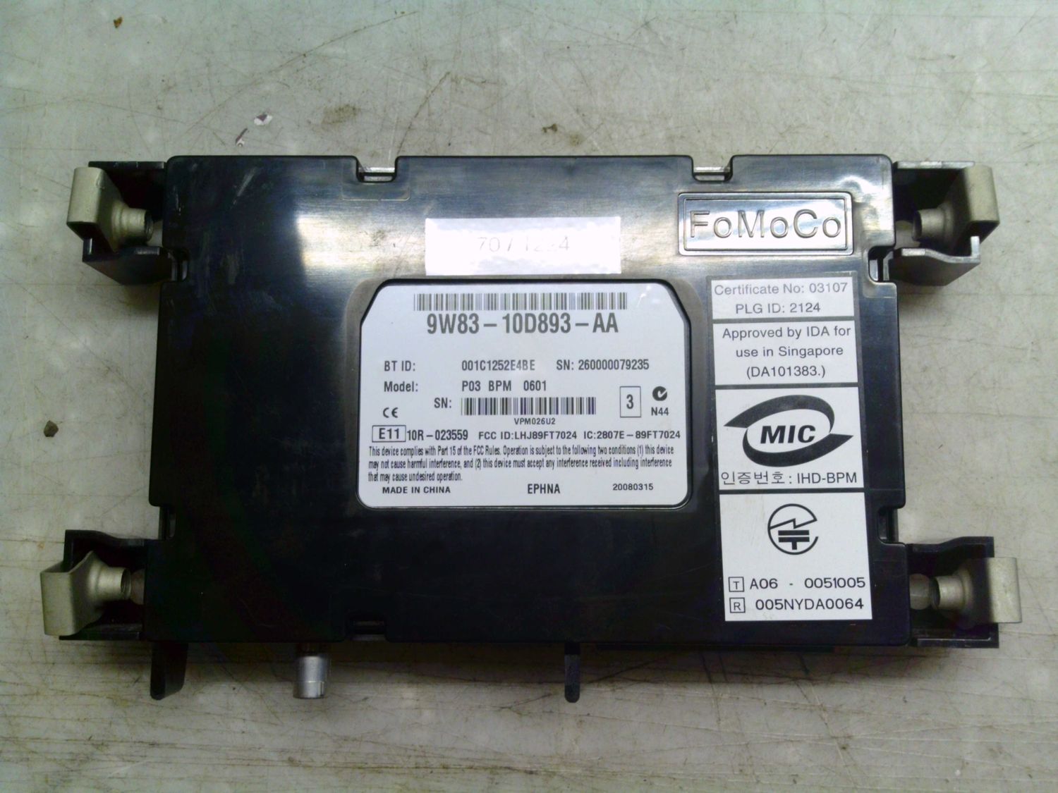 70-1224 Centralina Bluetooth Fomoco 9W83-10D893-AA 9W8310D893AA EPHNA P03 BPM 0601   Jaguar  Varie