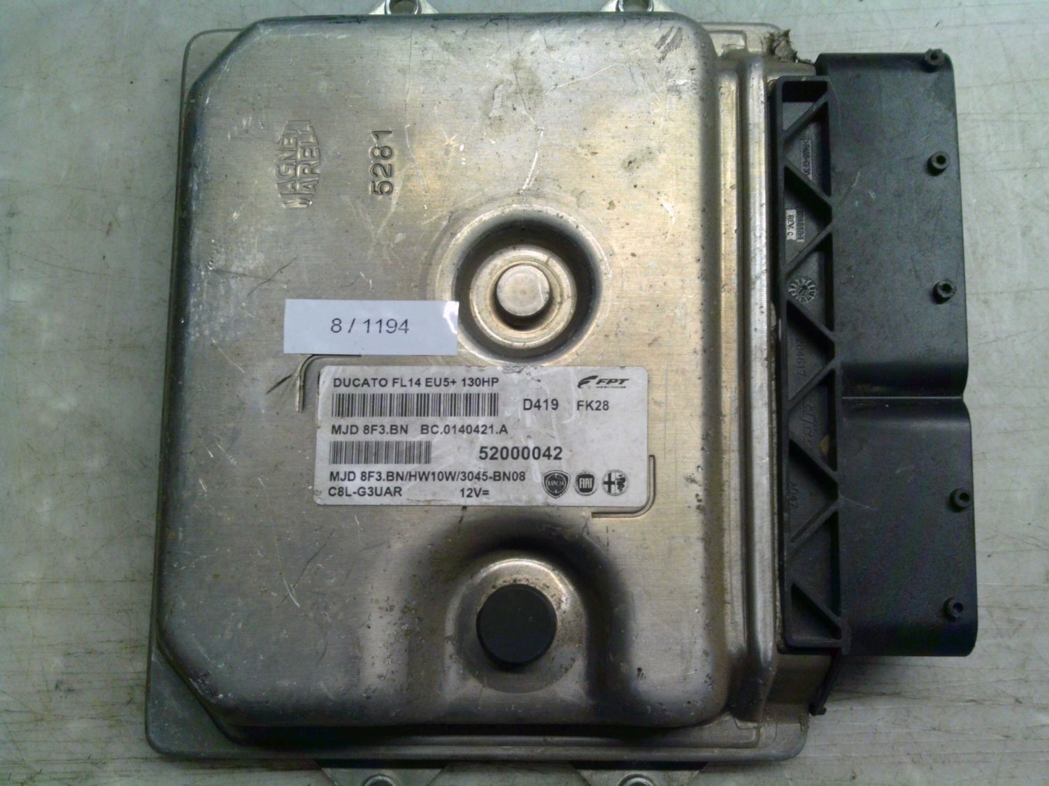 8-1194 Centralina Motore Magneti Marelli 52000042   MJD 8F3.BN BC.0140421.A DUCATO FL14 EU5+ 130HP HW10W/3045-BN08 Fiat Diesel Ducato