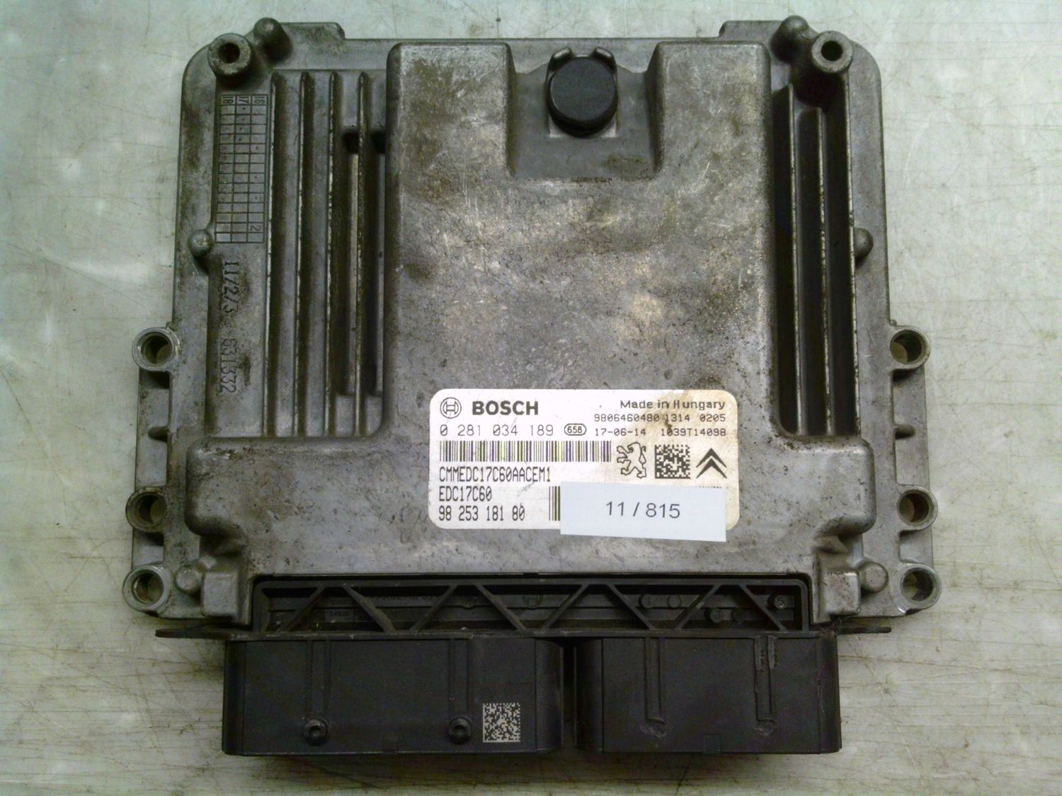 11-815 Centralina Motore Bosch 0 281 034 189 0281034189 98 253 181 80 1039T14098 EDC17C60  Citroen / Peugeot Diesel Varie