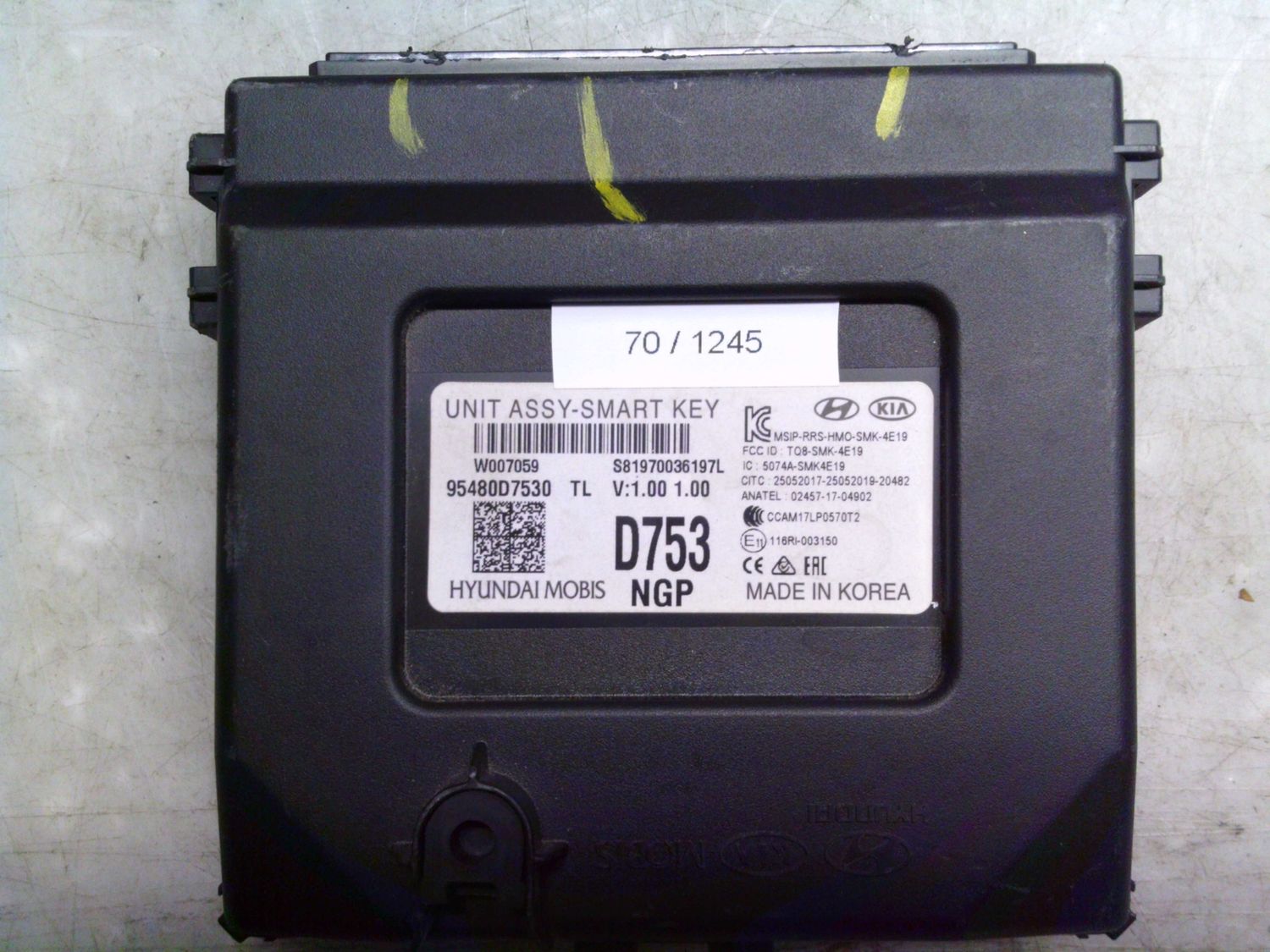 70-1245 Modulo Gateway Hyundai 95480D7530   D753 V:1.00 1.00 MSIP-RRS-HMO-SMK-4E19  Hyundai  Tucson