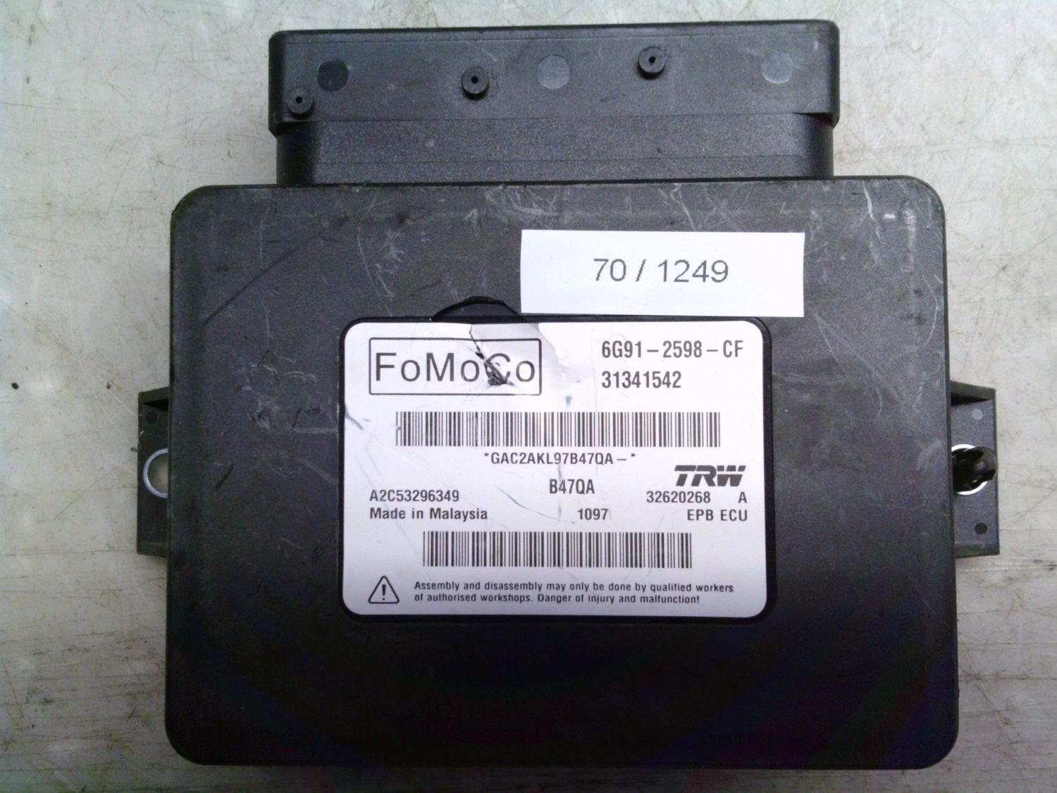 70-1249 Modulo Controllo Freno a Mano Fomoco 6G91-2598-CF 6G912598CF 31341542 A2C53296349 32620268 A EPB ECU Volvo V 60 70-1249 Modulo Controllo Freno a Mano Fomoco 6G91-2598-CF 6G912598CF 31341542 A2C53296349 32620268 A EPB ECU Volvo V 60
