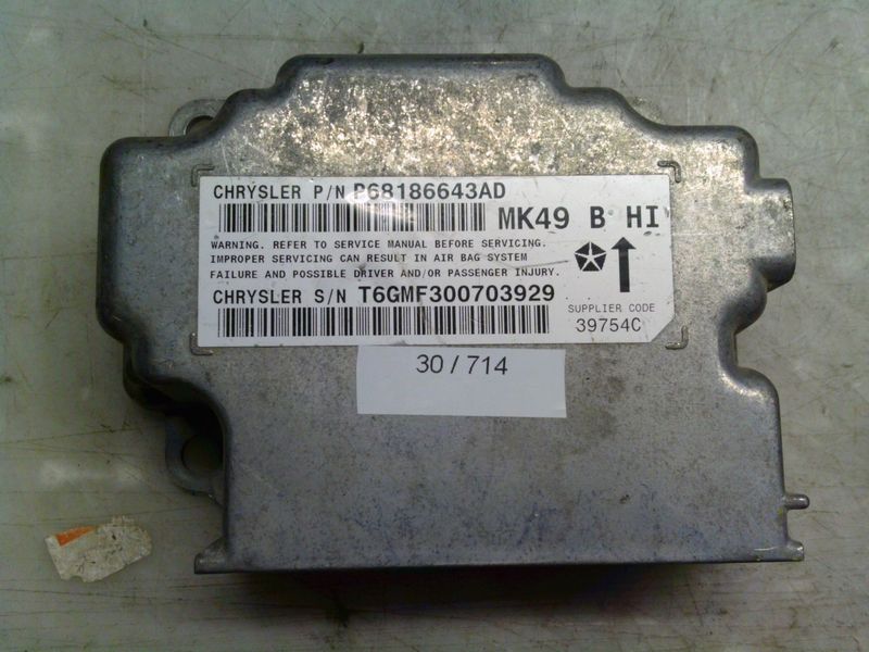 30-714 Centralina Airbag Chrysler P68186643AD   39754C MK49 B HI   Jeep  Compass