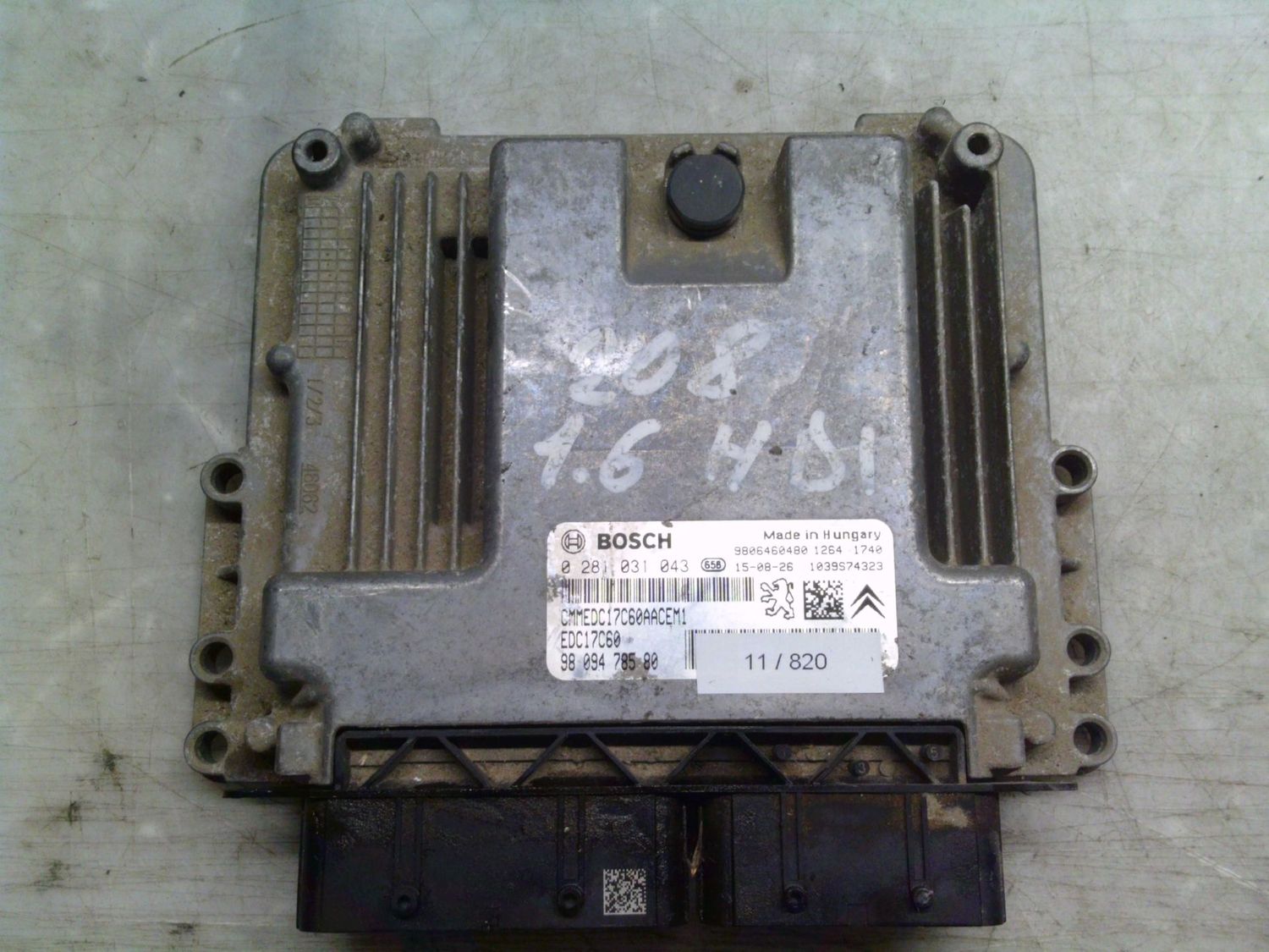11-820 Centralina Motore Bosch 0 281 031 043 0281031043 98 094 785 80 1039S74323 EDC17C60 Citroen / Peugeot Diesel Varie 11-820 Centralina Motore Bosch 0 281 031 043 0281031043 98 094 785 80 1039S74323 EDC17C60 Citroen / Peugeot Diesel Varie