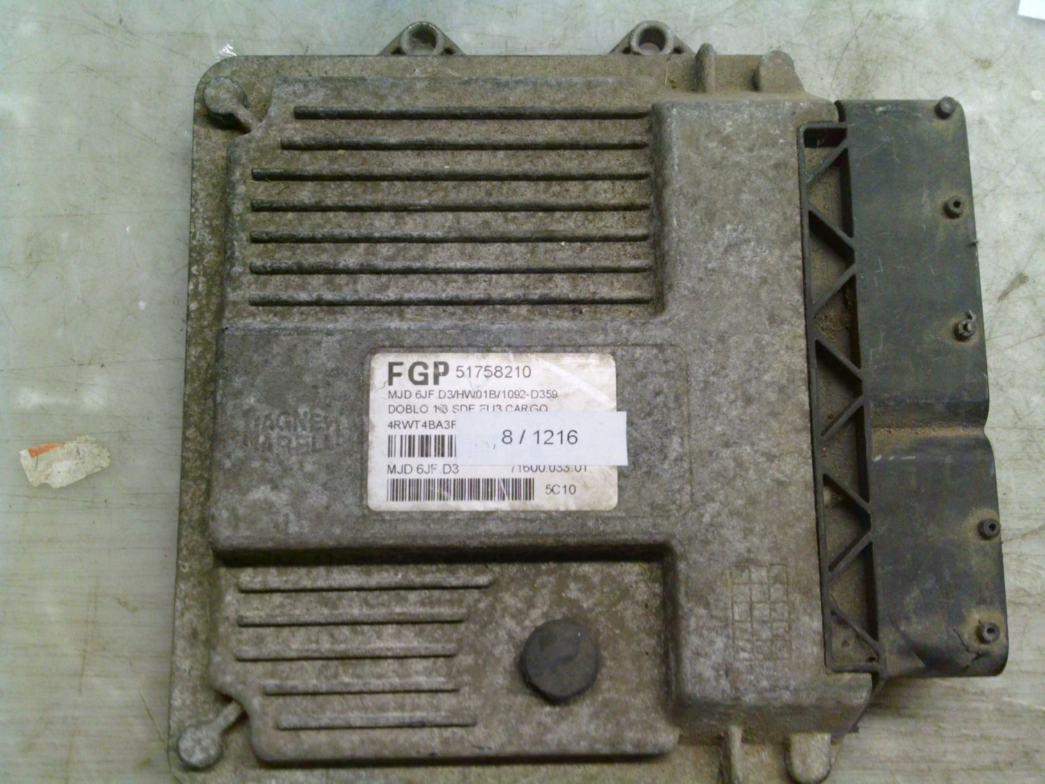 8-1216 Centralina Motore Magneti Marelli 51758210 MJD 6JF.D3 71600.033.01 HW01B/1092-D359 Fiat Diesel Doblo' 8-1216 Centralina Motore Magneti Marelli 51758210 MJD 6JF.D3 71600.033.01 HW01B/1092-D359 Fiat Diesel Doblo'